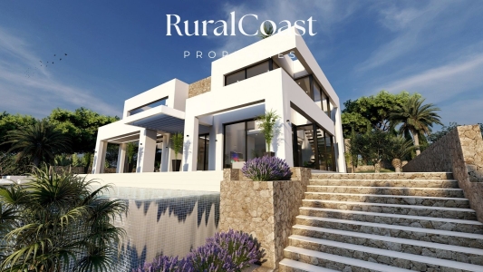 Luxury villa in Benissa with 615m2 and 1347m2 plot, 4 bedrooms, 4 bathrooms, pool and sea views